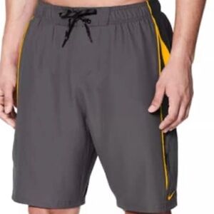 Nike Men's Black and Orange Swim Shorts